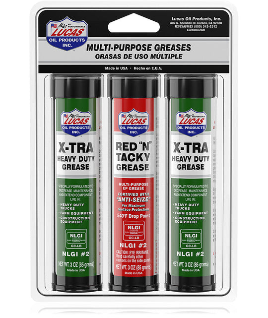 Grease, Two 3.0 oz. Cartridges of X-tra HD Grease, One 3.0 oz. Cartridge of Red "N" Tacky Grease, Set of 3