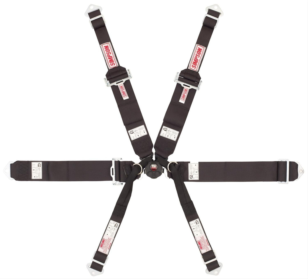Racing Harness, 6-Point, Camlock, Bolt-In, Black, SFI 16.5, Kit - Topspeed