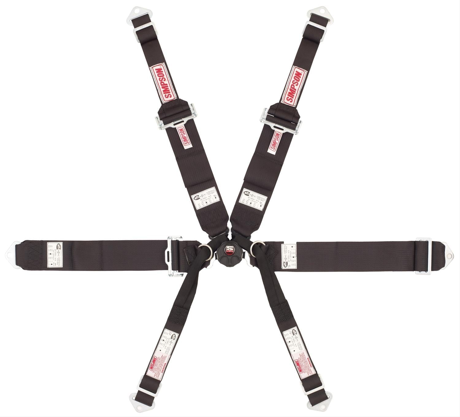 Racing Harness, 6-Point, Camlock, Bolt-In, Black, SFI 16.5, Kit - Topspeed