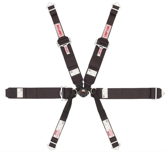Racing Harness, 6-Point, Camlock, Bolt-In, Black, SFI 16.5, Kit - Topspeed