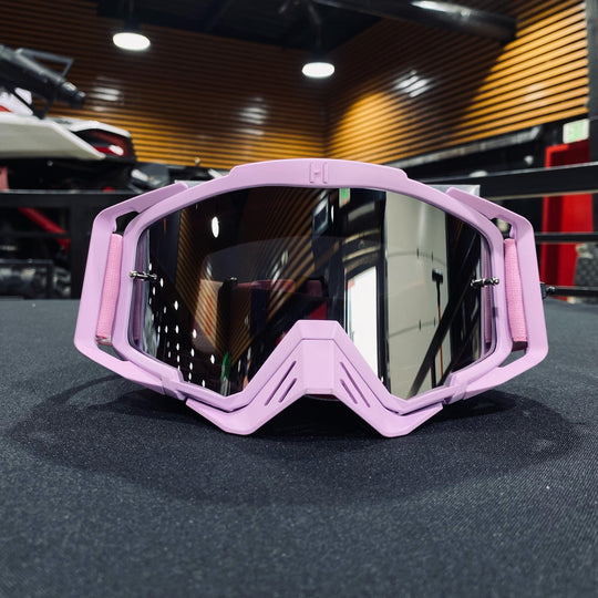 Goggle, PASTEL, Elite Design, Matte Pink/ Pink / White, Silver Pre-Curved lens, Each