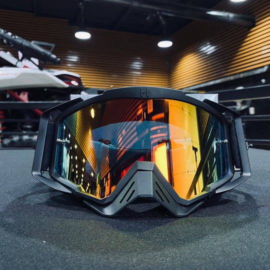 Goggle, REIGN, Elite Design, Matte Black / Black / White, Red Rainbow Pre-Curved lens, Each