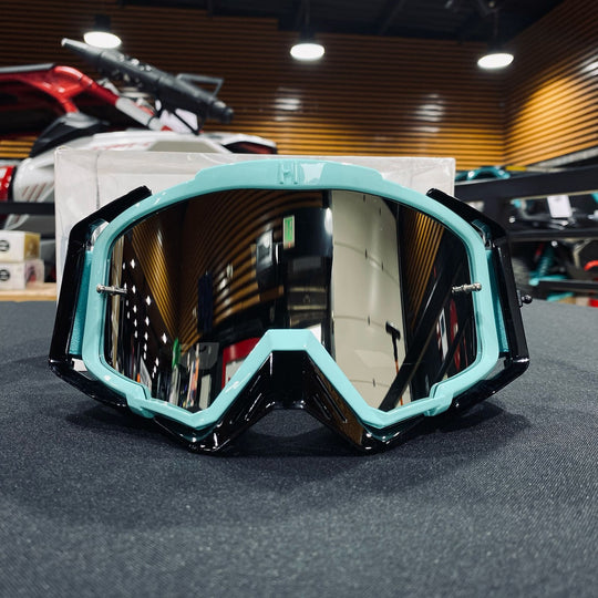 Goggle, STELLAR, Elite Design, Black / Teal, Silver Mirror Pre-Curved lens, Each