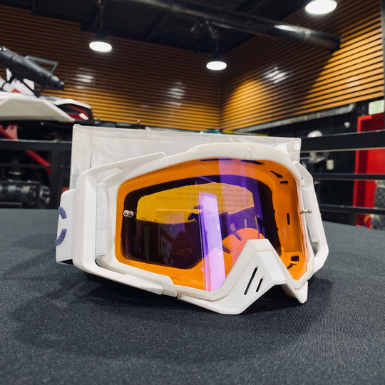 Goggle, ULTRAVIOLET, Elite Design, White / Light Purple, Orange Pre-Curved lens, Each