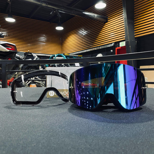 Goggle, YOUTH USA, Frameless Design, USA Strap, Blue Mirror 'Pin Lock' Lens, Black Frame, Each