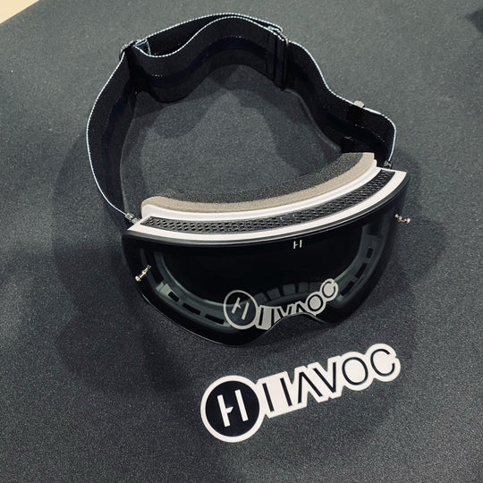 Goggle, BLACK CAMO, Infinity Design, Stealth Camo Strap, Smoke Magnetic Lens, White Frame, Each