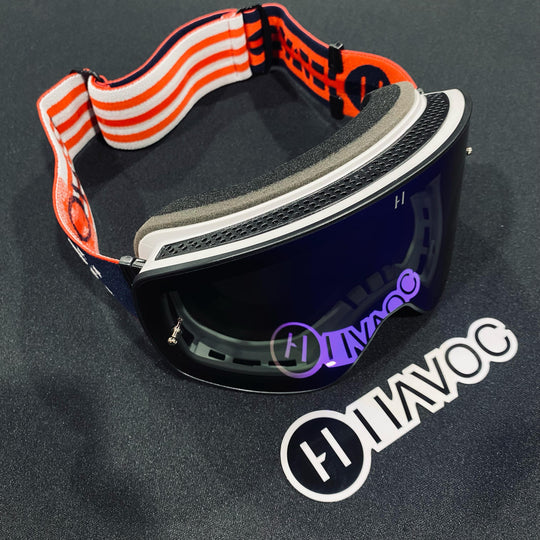 نظارات واقية، باتريوت، تصميم إنفينيتي، حزام الولايات المتحدة الأمريكية، عدسة مغناطيسية زرقاء، إطار أبيض، كل واحدة