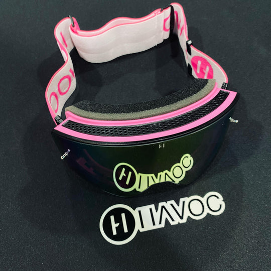 نظارات واقية، تاكو الثلاثاء، تصميم إنفينيتي، حزام تاكو، عدسات مغناطيسية قوس قزح، إطار أبيض، كل واحدة