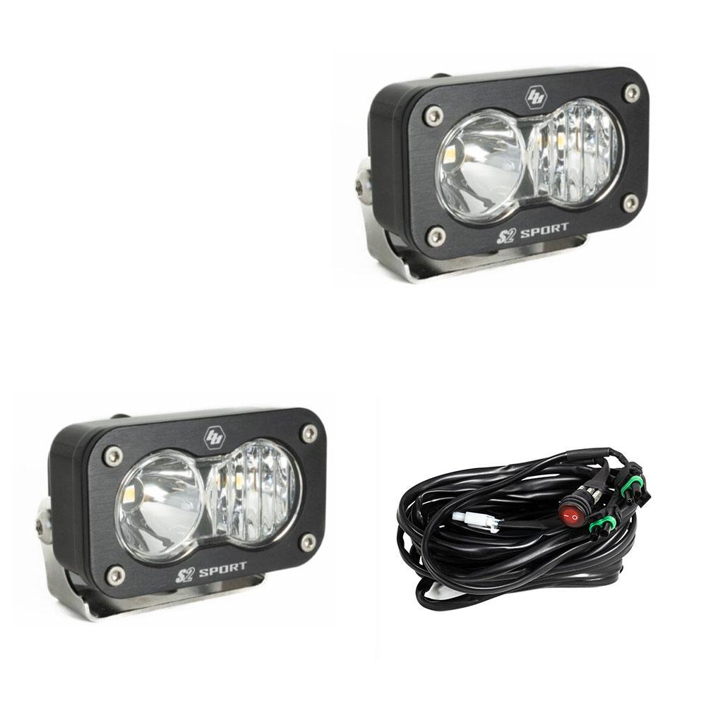 S2 Sport Black LED Auxiliary Driving/Combo Light Pod Pair - Universal