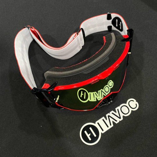 Hellfire Helios Red Strap Gold Crystal HD Lens Red Frame, Each