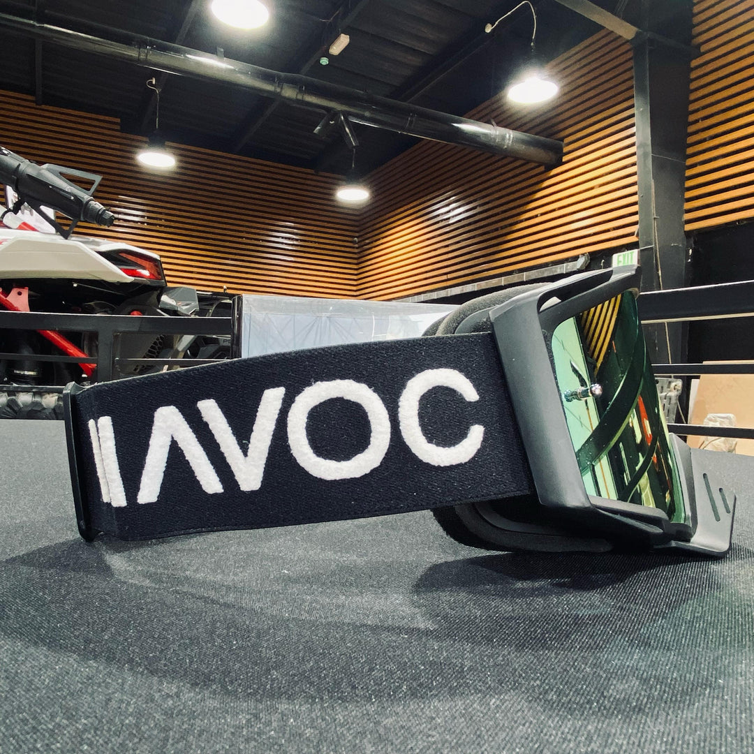 Goggle, REIGN, Elite Design, Matte Black / Black / White, Red Rainbow Pre-Curved lens, Each