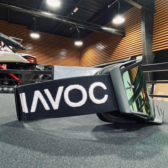 Goggle, REIGN, Elite Design, Matte Black / Black / White, Red Rainbow Pre-Curved lens, Each