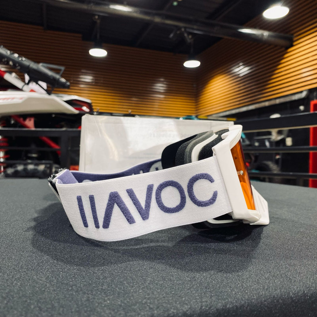 Goggle, ULTRAVIOLET, Elite Design, White / Light Purple, Orange Pre-Curved lens, Each