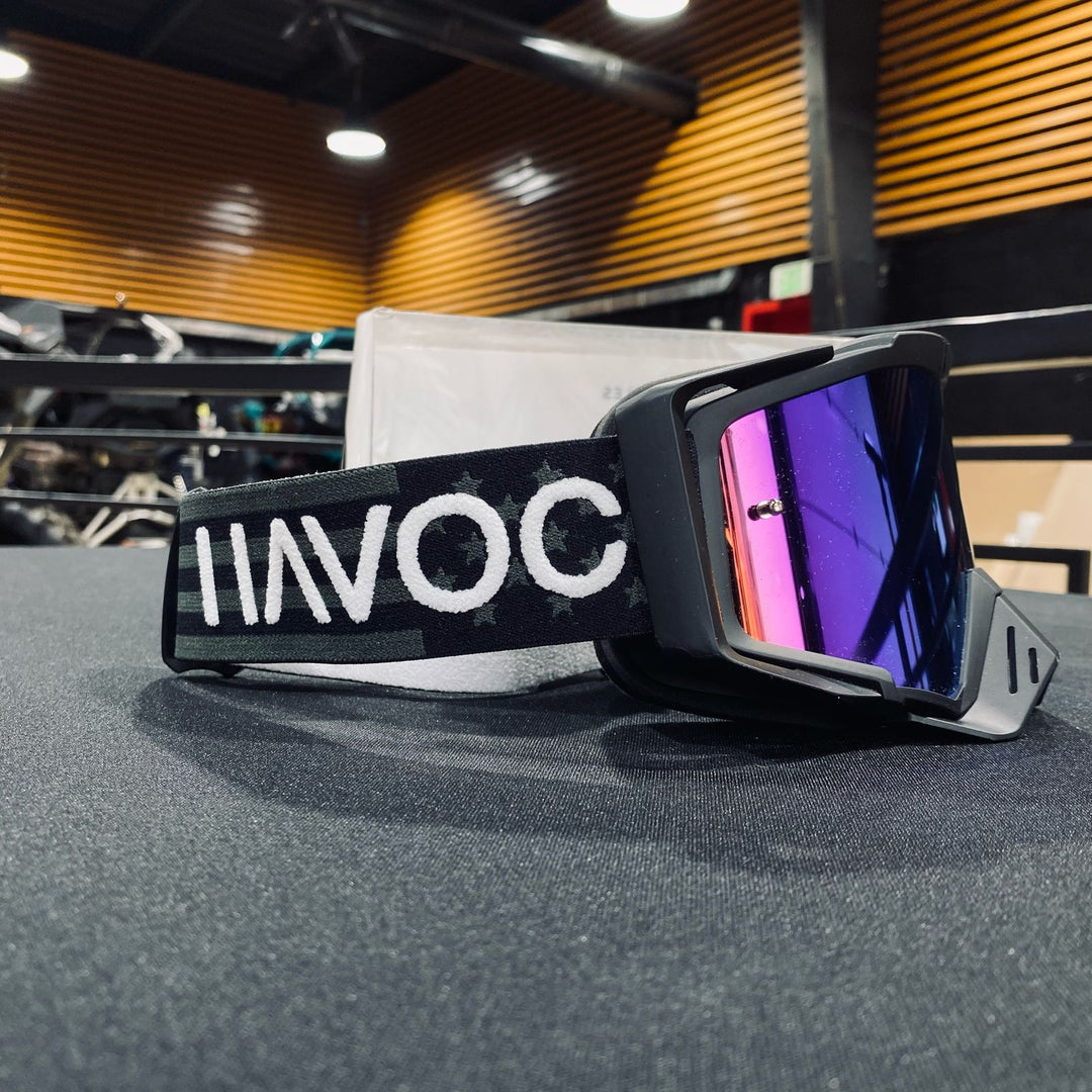 Goggle, UNITED, Elite Design, Matte Black / Black Flag / White, Green Pre-Curved lens, Each