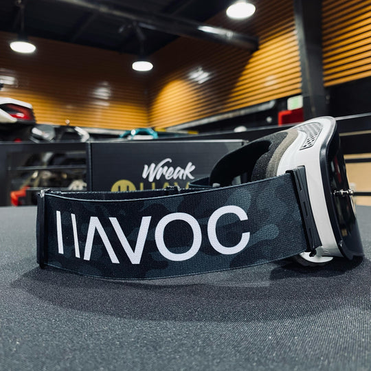 Goggle, BLACK CAMO, Infinity Design, Stealth Camo Strap, Smoke Magnetic Lens, White Frame, Each