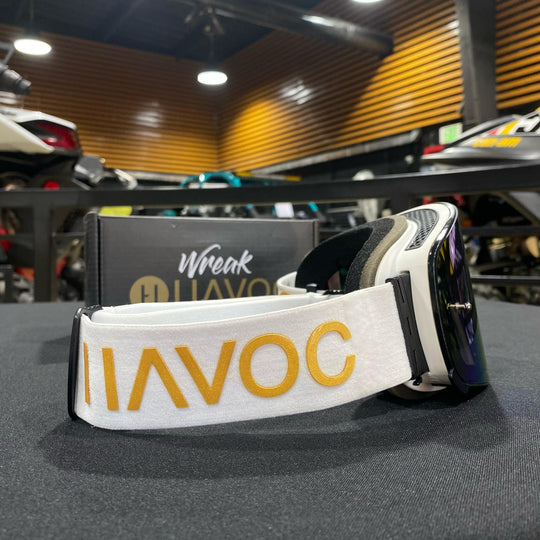 Goggle, IMPERIAL, Infinity Design, White/Gold Strap, Gold Magnetic Lens, White Frame, Each