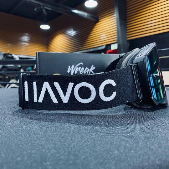 نظارات واقية، معكوسة، تصميم لا متناهي، حزام أبيض/أسود، عدسات مغناطيسية بألوان قوس قزح، إطار أسود، كل واحدة