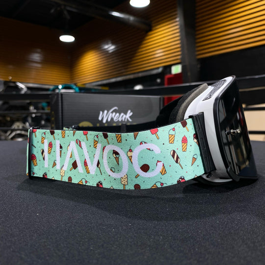 نظارات واقية، مصاصة، تصميم لا متناهي، حزام آيس كريم، عدسة مغناطيسية دخانية، إطار أبيض، كل واحدة