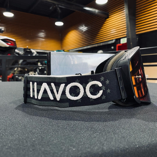 نظارات واقية، الولايات المتحدة، تصميم إنفينيتي، حزام علم أسود، عدسة مغناطيسية خضراء، إطار أسود، كل واحدة