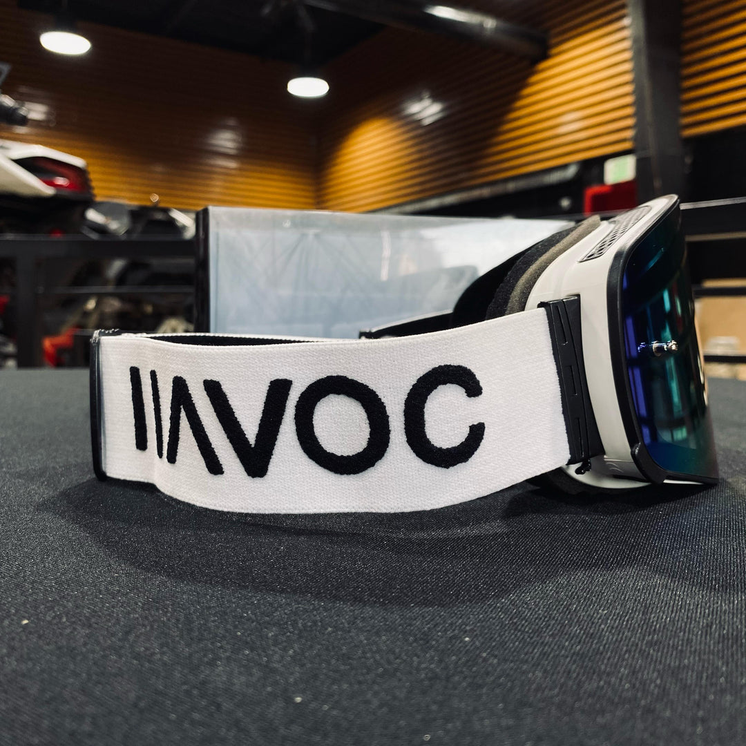 نظارات واقية، تيمبست، تصميم إنفينيتي، حزام أبيض/أسود، عدسات مغناطيسية بألوان قوس قزح، إطار أبيض، كل واحدة