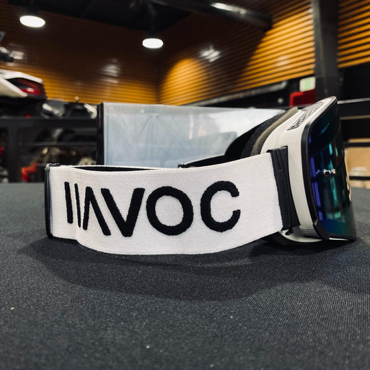 نظارات واقية، تيمبست، تصميم إنفينيتي، حزام أبيض/أسود، عدسات مغناطيسية بألوان قوس قزح، إطار أبيض، كل واحدة