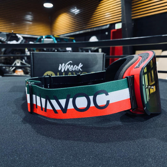 نظارات واقية، آ،فيفا مكسيكو!، تصميم إنفينيتي، حزام علم المكسيك، عدسة مغناطيسية خضراء، إطار أحمر، كل واحدة