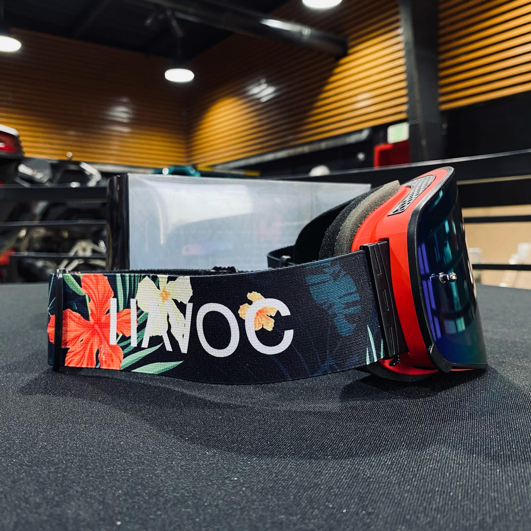 Floral Strap Red Mirror Lens Black Frame