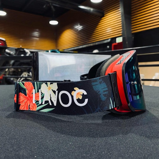 Floral Strap Red Mirror Lens Black Frame