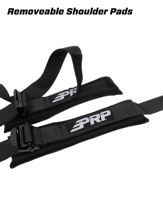 (PRP) (UTV28) Racing Harnesses, V-Style, Latch, 5-Point, Nylon, Black, 2 in. Belt Width, Roll Bar Mounting, Each