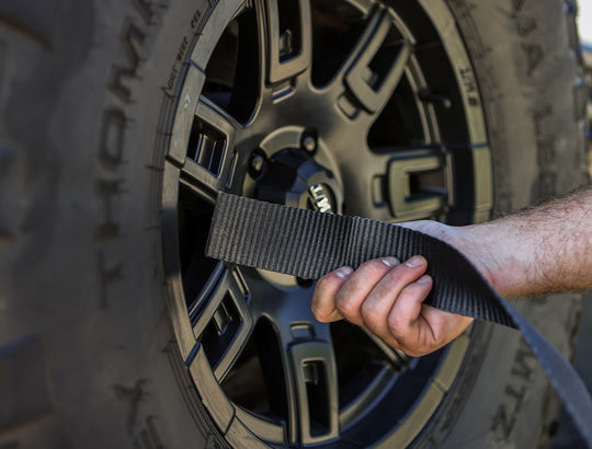 (PRP) (UTV28) Tie-Down Straps, SpeedStrap, Through-the-Wheel, Heavy Duty, Ratchet, Twisted Snap Hook, D-Ring, 2 in. Width, 12 ft. Length, Black, Each