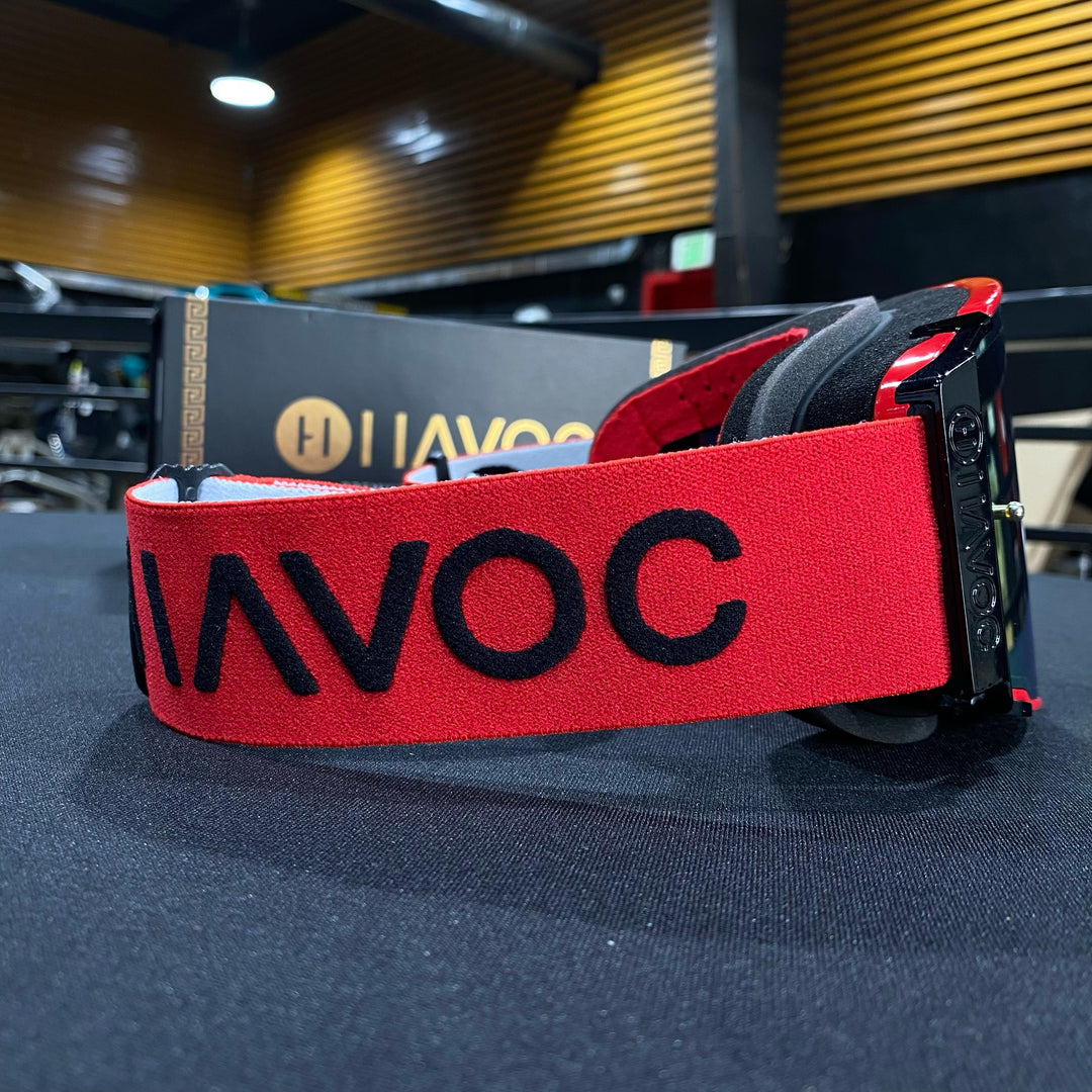 Hellfire Helios Red Strap Gold Crystal HD Lens Red Frame, Each