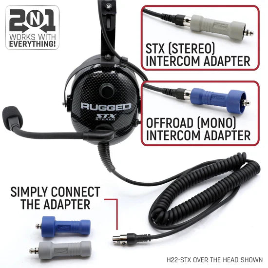 H22 STX STEREO OVER THE HEAD (OTH) HEADSET FOR STEREO INTERCOM - CARBON FIBER, Each 1039374005779 - Topspeed
