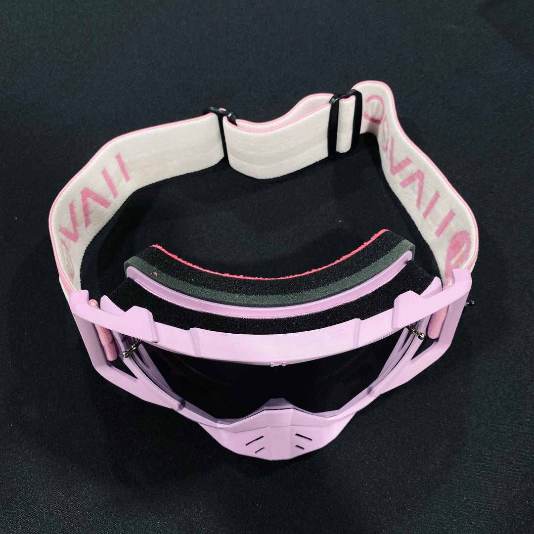 Goggle, PASTEL, Elite Design, Matte Pink/ Pink / White, Silver Pre-Curved lens, Each