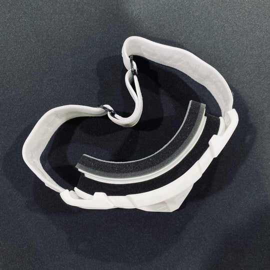 Goggle, POWDER, Elite Design, White, Blue Pre-Curved lens, Each