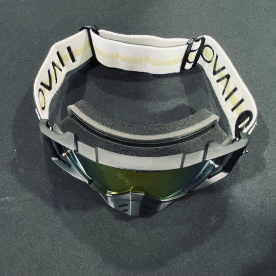 Goggle, REIGN, Elite Design, Matte Black / Black / White, Red Rainbow Pre-Curved lens, Each