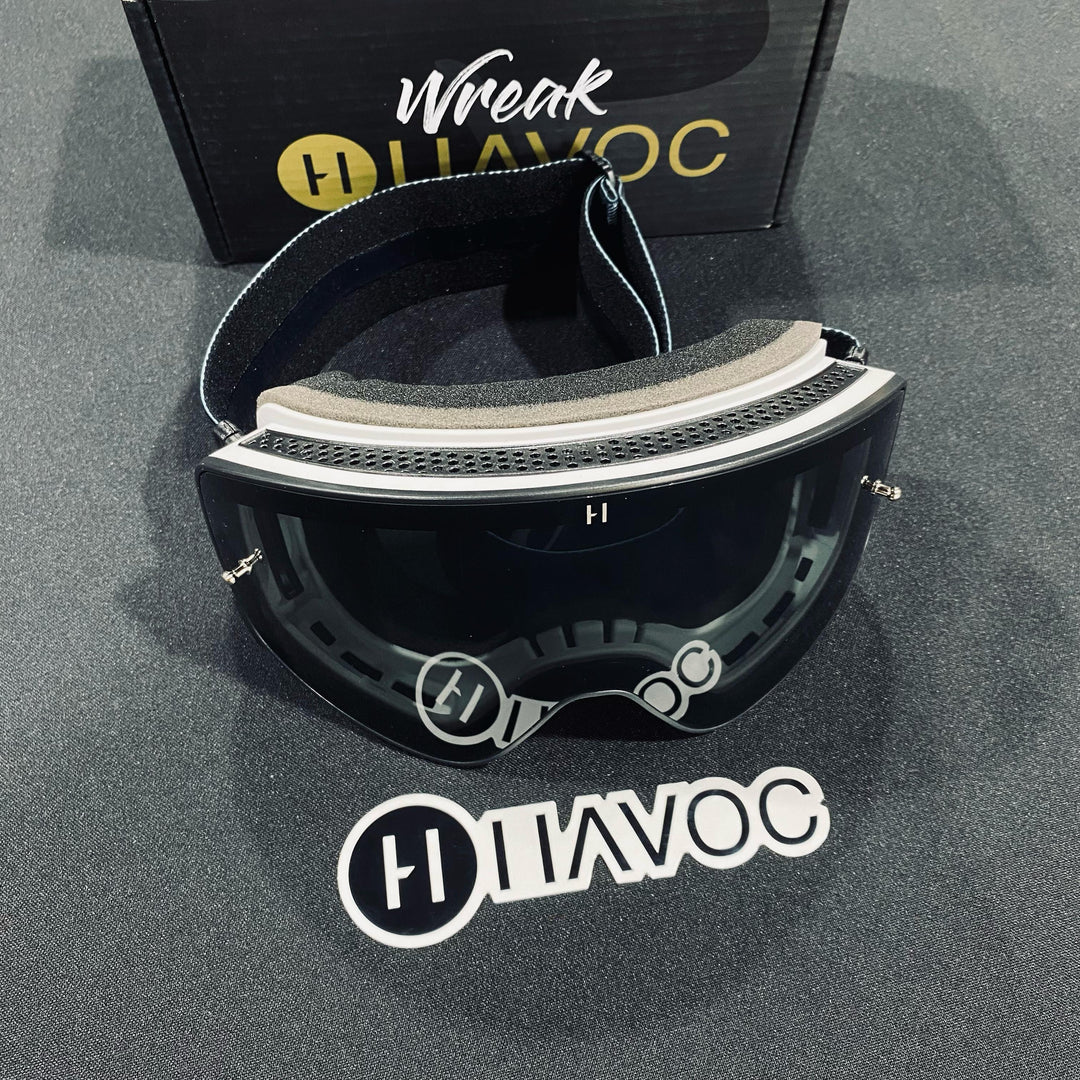 Goggle, BLACK CAMO, Infinity Design, Stealth Camo Strap, Smoke Magnetic Lens, White Frame, Each