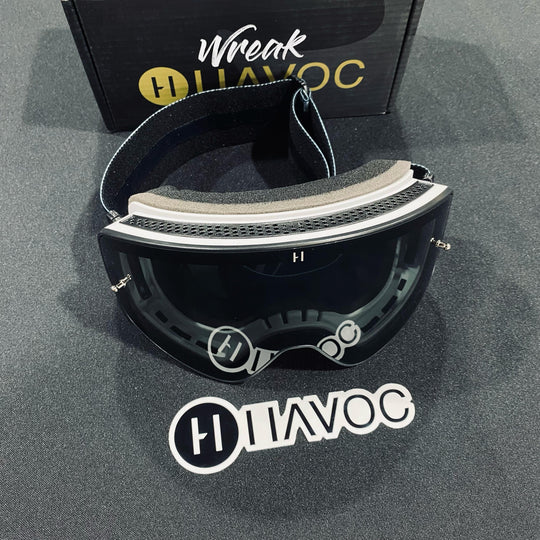 Goggle, BLACK CAMO, Infinity Design, Stealth Camo Strap, Smoke Magnetic Lens, White Frame, Each