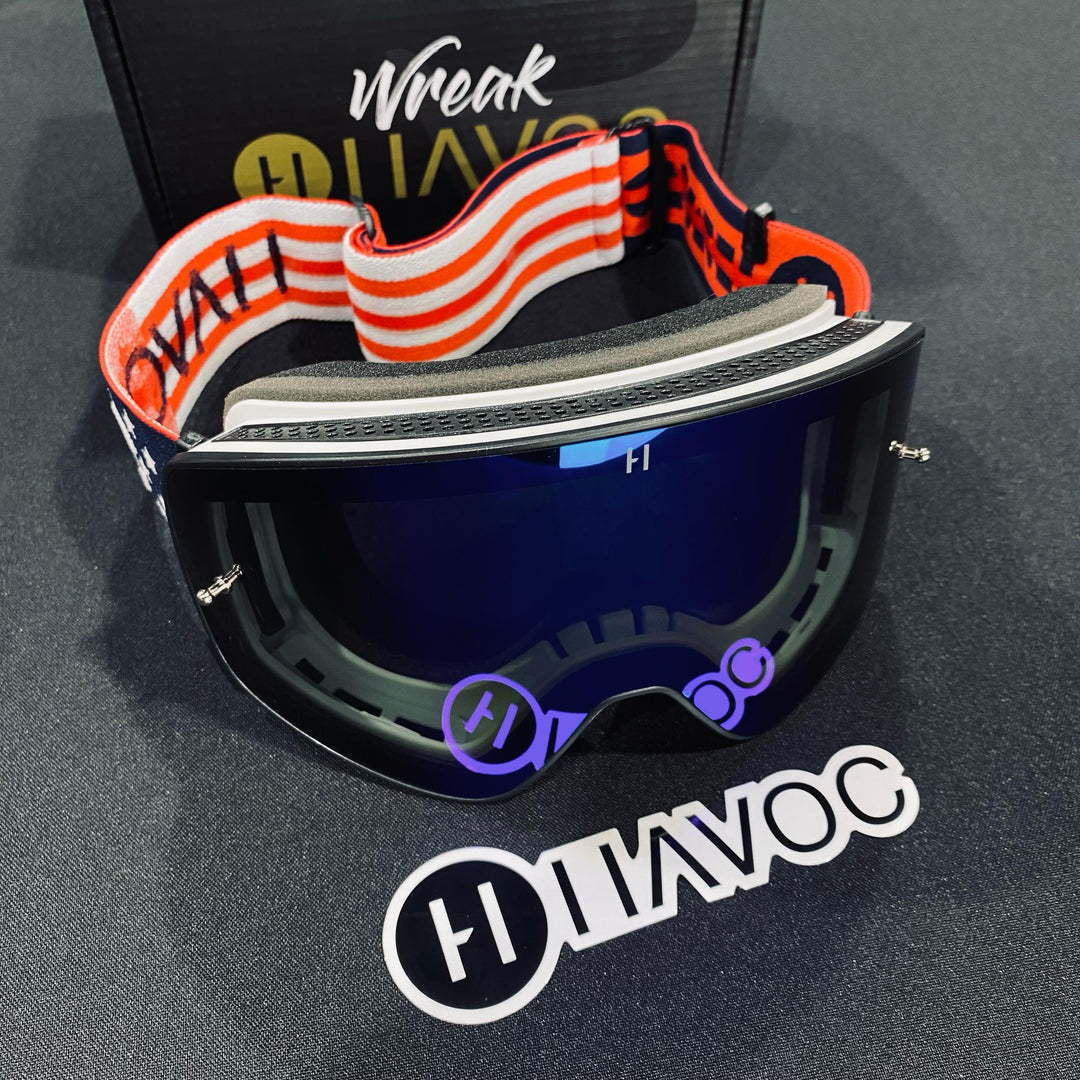 نظارات واقية، باتريوت، تصميم إنفينيتي، حزام الولايات المتحدة الأمريكية، عدسة مغناطيسية زرقاء، إطار أبيض، كل واحدة