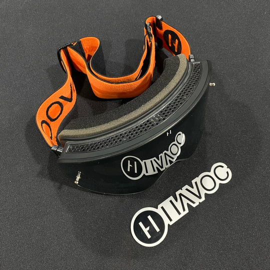 نظارات واقية، فانتوم، تصميم إنفينيتي، حزام برتقالي/أسود، عدسة مغناطيسية سوداء، إطار أسود، كل منها