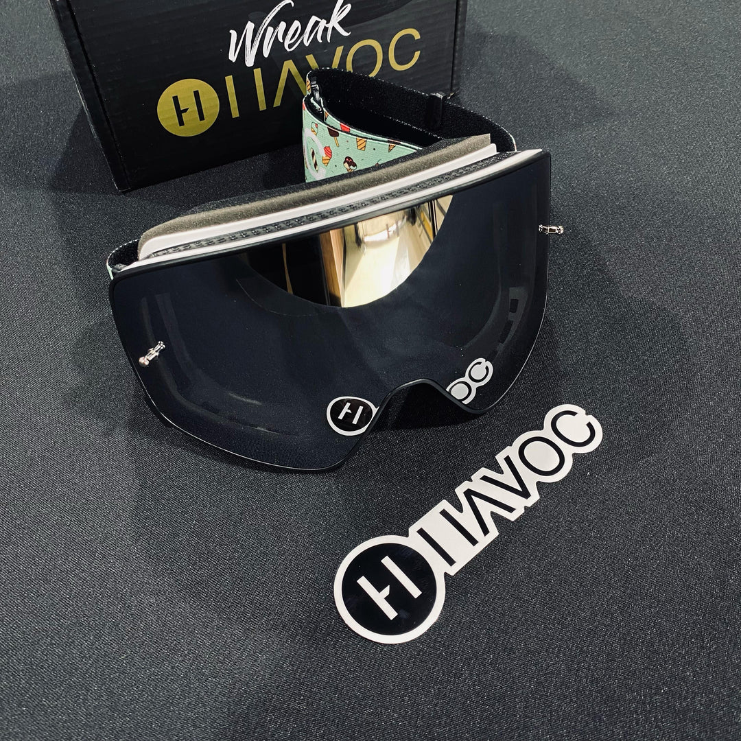 نظارات واقية، مصاصة، تصميم لا متناهي، حزام آيس كريم، عدسة مغناطيسية دخانية، إطار أبيض، كل واحدة