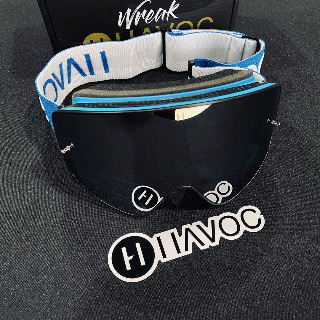 نظارات واقية، نبي، تصميم إنفينيتي، حزام أزرق، عدسة مغناطيسية فضية، إطار أزرق، كل واحدة