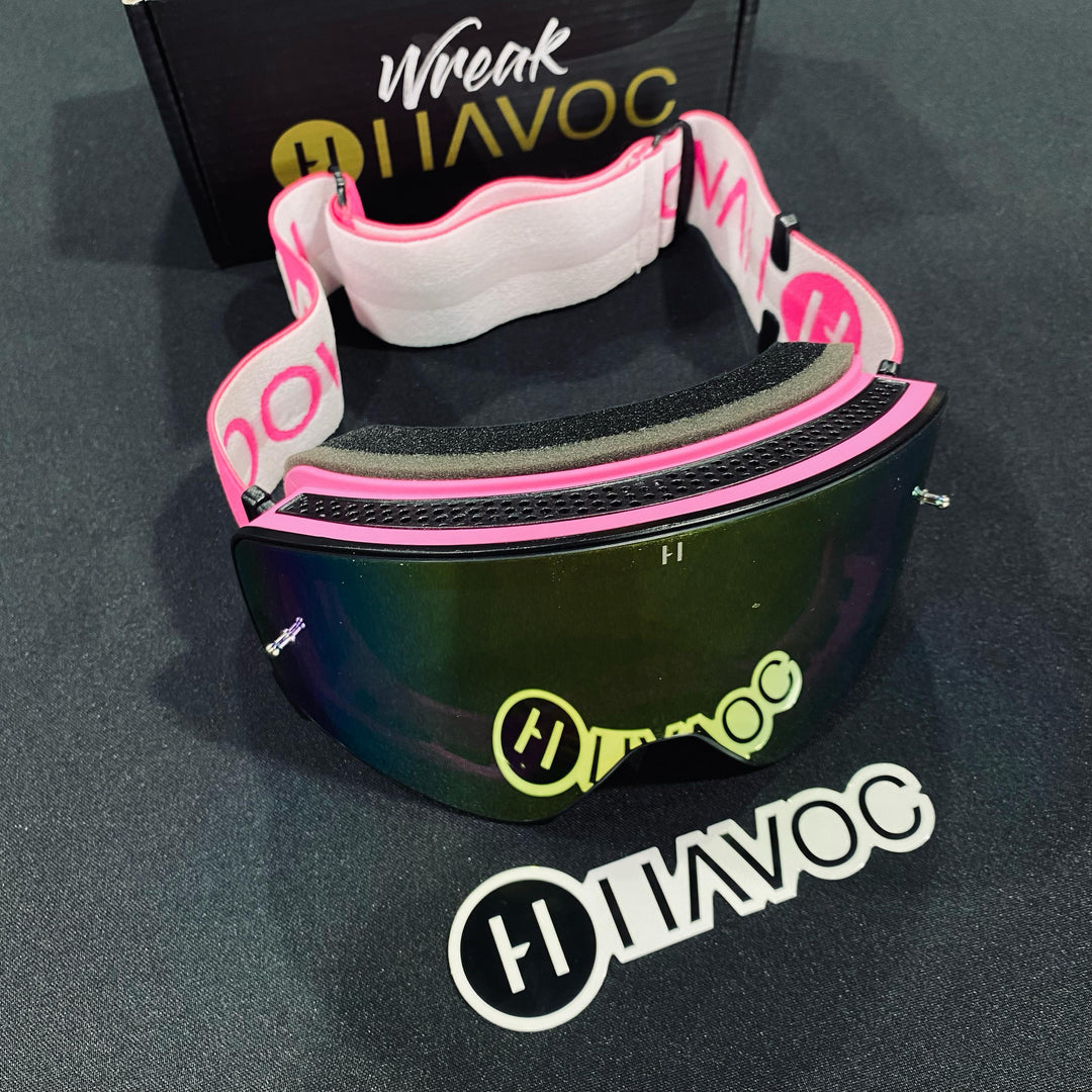 نظارات واقية، تاكو الثلاثاء، تصميم إنفينيتي، حزام تاكو، عدسات مغناطيسية قوس قزح، إطار أبيض، كل واحدة