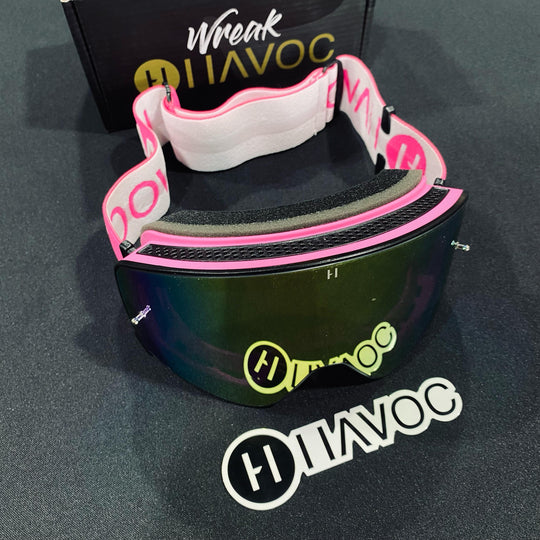 نظارات واقية، تاكو الثلاثاء، تصميم إنفينيتي، حزام تاكو، عدسات مغناطيسية قوس قزح، إطار أبيض، كل واحدة