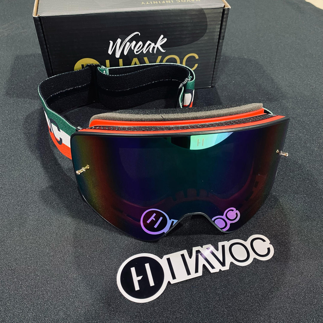 نظارات واقية، آ،فيفا مكسيكو!، تصميم إنفينيتي، حزام علم المكسيك، عدسة مغناطيسية خضراء، إطار أحمر، كل واحدة