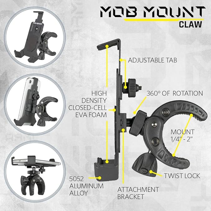 Mob Mount Switch Claw Small Black 2.0 - Phone Cradle Motorcycle, ATV, Truck