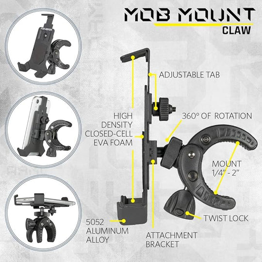 Mob Mount Switch Claw Small Black 2.0 - Phone Cradle Motorcycle, ATV, Truck