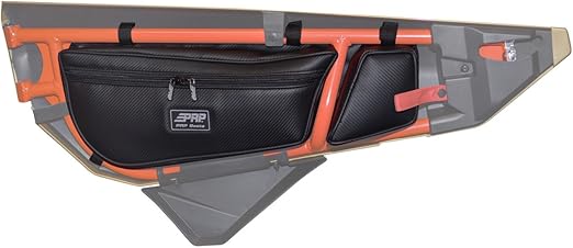 (PRP) (UTV28) Cargo Carrier, Stock Door Bag and Knee Pad, Front, Driver/Passenger, Vinyl, Carbon Fiber Black, Can-Am, Pair