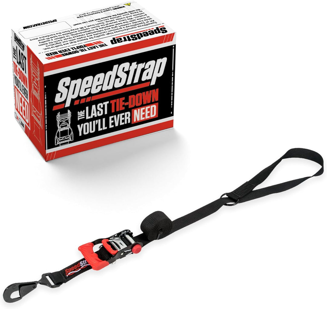 (PRP) (UTV28) Tie-Down Straps, SpeedStrap, Through-the-Wheel, UTV, Ratchet, Twisted Snap Hook, D-Ring, 1.5 in. Width, 10 ft. Length, Black, Each