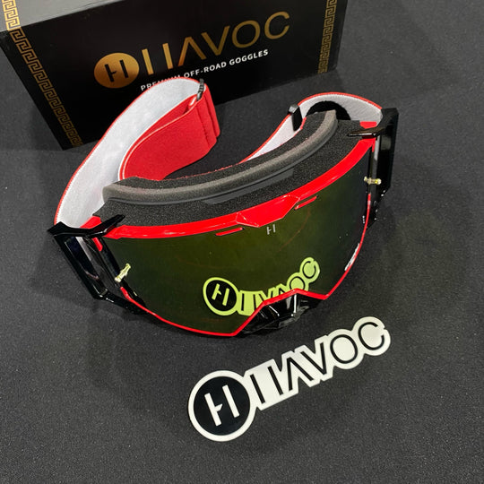 Hellfire Helios Red Strap Gold Crystal HD Lens Red Frame, Each