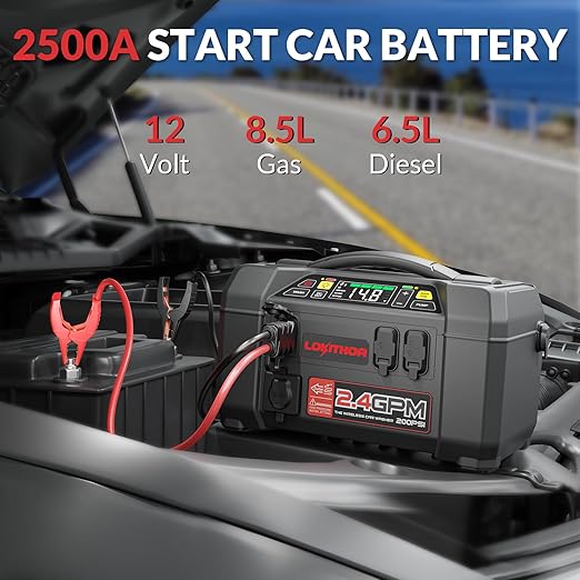 AW401 Jump Starter with Pressure Washer Air Compressor 2500Amp